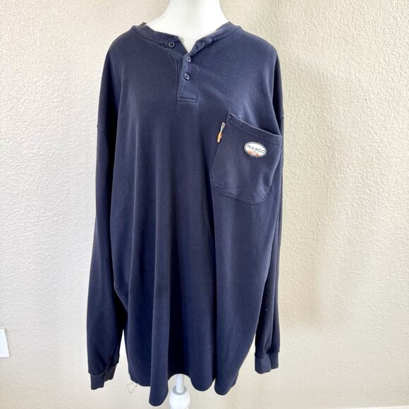 RASCO FR 3 Button Pullover Long Sleeve Shirt Men’s 2XL Flame Resistant Navy - Picture 1 of 13